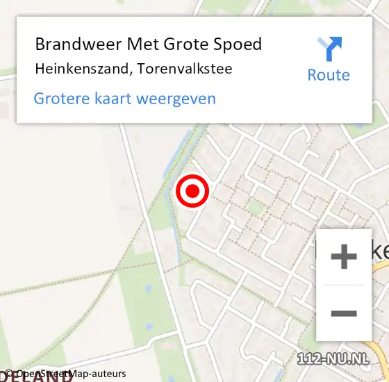 Locatie op kaart van de 112 melding: Brandweer Met Grote Spoed Naar Heinkenszand, Torenvalkstee op 28 juni 2022 17:15