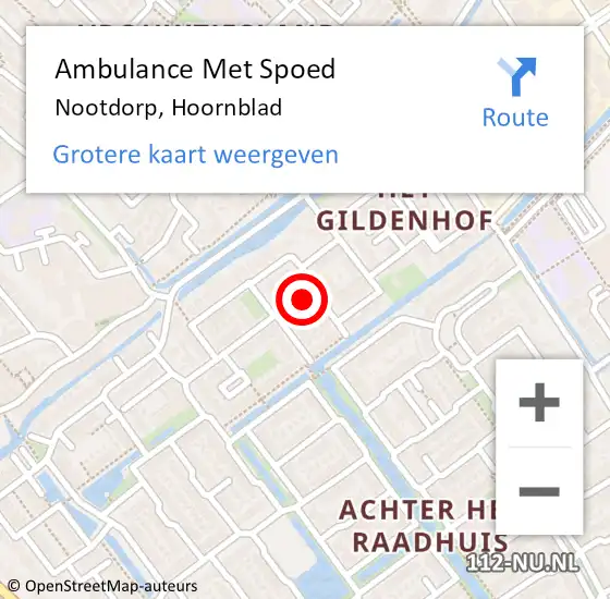 Locatie op kaart van de 112 melding: Ambulance Met Spoed Naar Nootdorp, Hoornblad op 28 juni 2022 17:23