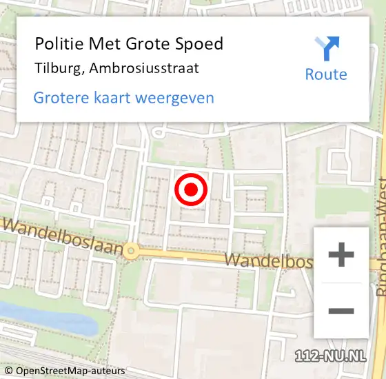 Locatie op kaart van de 112 melding: Politie Met Grote Spoed Naar Tilburg, Ambrosiusstraat op 28 juni 2022 17:33