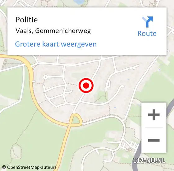 Locatie op kaart van de 112 melding: Politie Vaals, Gemmenicherweg op 28 juni 2022 17:43