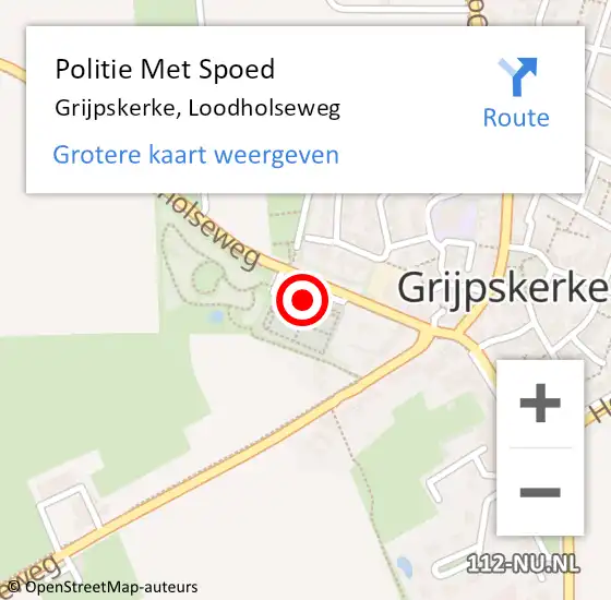 Locatie op kaart van de 112 melding: Politie Met Spoed Naar Grijpskerke, Loodholseweg op 28 juni 2022 17:43