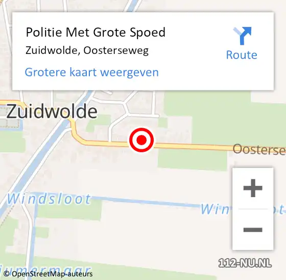 Locatie op kaart van de 112 melding: Politie Met Grote Spoed Naar Zuidwolde, Oosterseweg op 28 juni 2022 17:49
