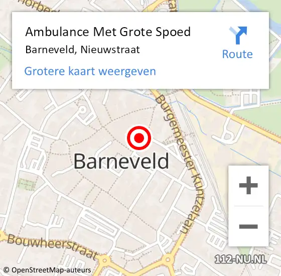 Locatie op kaart van de 112 melding: Ambulance Met Grote Spoed Naar Barneveld, Nieuwstraat op 28 juni 2022 18:20