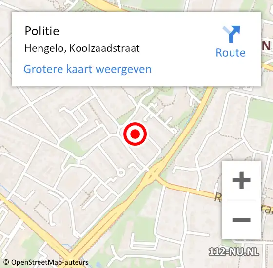 Locatie op kaart van de 112 melding: Politie Hengelo, Koolzaadstraat op 28 juni 2022 18:39