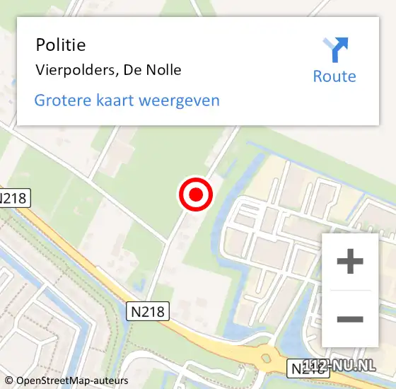 Locatie op kaart van de 112 melding: Politie Vierpolders, De Nolle op 9 oktober 2013 07:32