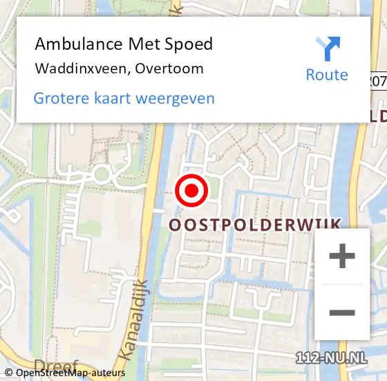 Locatie op kaart van de 112 melding: Ambulance Met Spoed Naar Waddinxveen, Overtoom op 28 juni 2022 18:41