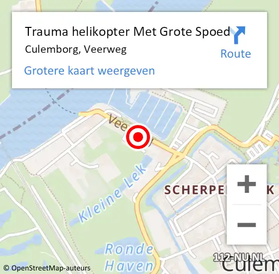 Locatie op kaart van de 112 melding: Trauma helikopter Met Grote Spoed Naar Culemborg, Veerweg op 28 juni 2022 18:41