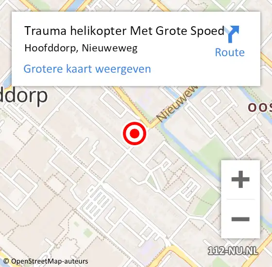 Locatie op kaart van de 112 melding: Trauma helikopter Met Grote Spoed Naar Hoofddorp, Nieuweweg op 28 juni 2022 18:44