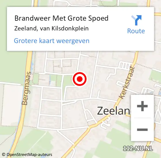 Locatie op kaart van de 112 melding: Brandweer Met Grote Spoed Naar Zeeland, van Kilsdonkplein op 28 juni 2022 18:45