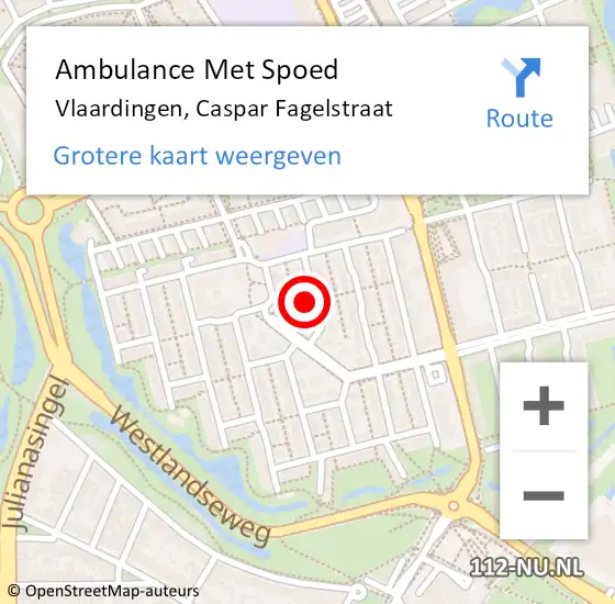 Locatie op kaart van de 112 melding: Ambulance Met Spoed Naar Vlaardingen, Caspar Fagelstraat op 28 juni 2022 19:09