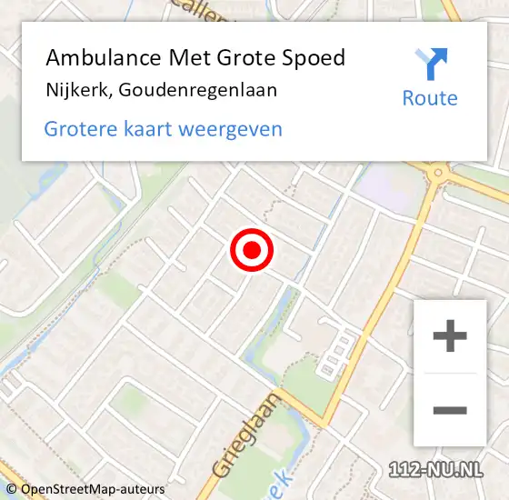 Locatie op kaart van de 112 melding: Ambulance Met Grote Spoed Naar Nijkerk, Goudenregenlaan op 28 juni 2022 19:32