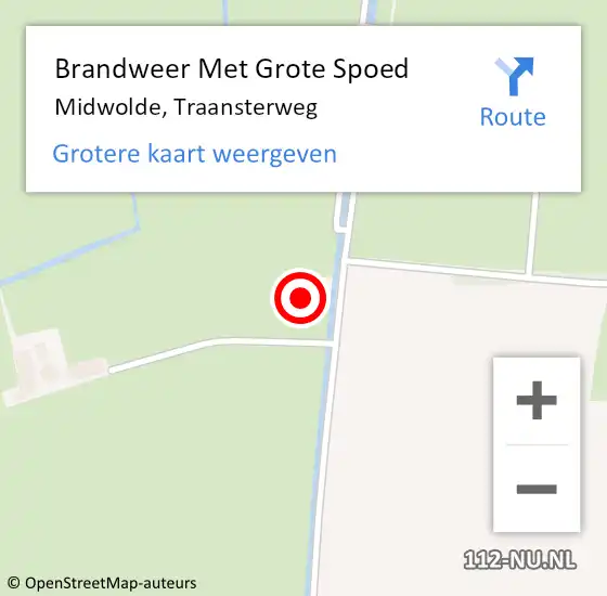 Locatie op kaart van de 112 melding: Brandweer Met Grote Spoed Naar Midwolde, Traansterweg op 28 juni 2022 19:42