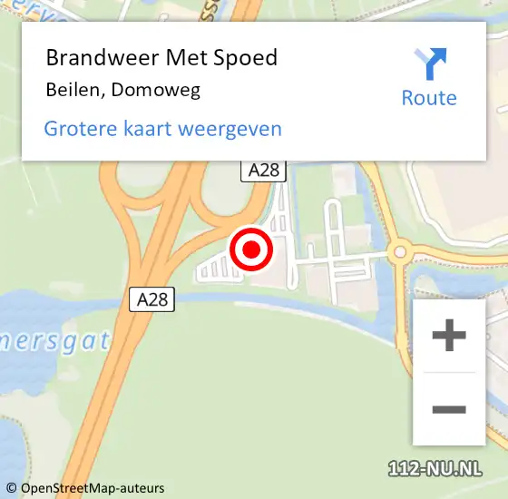 Locatie op kaart van de 112 melding: Brandweer Met Spoed Naar Beilen, Domoweg op 28 juni 2022 19:42