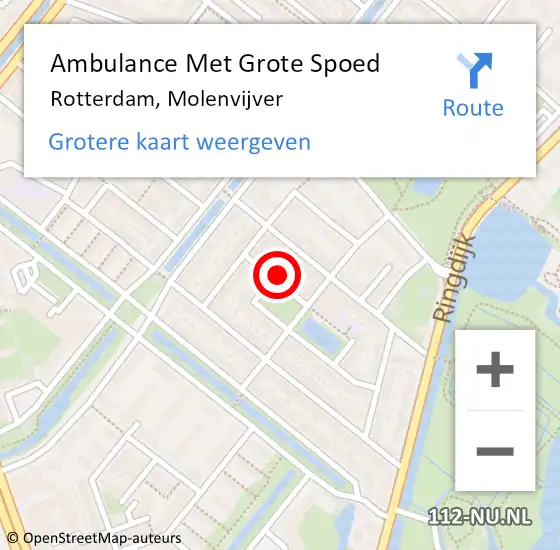 Locatie op kaart van de 112 melding: Ambulance Met Grote Spoed Naar Rotterdam, Molenvijver op 28 juni 2022 19:47