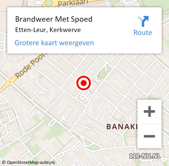 Locatie op kaart van de 112 melding: Brandweer Met Spoed Naar Etten-Leur, Kerkwerve op 28 juni 2022 19:51