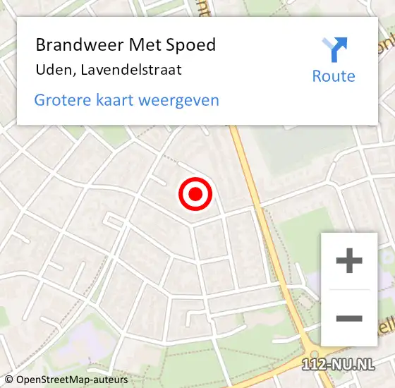 Locatie op kaart van de 112 melding: Brandweer Met Spoed Naar Uden, Lavendelstraat op 28 juni 2022 20:00