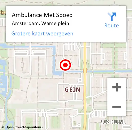 Locatie op kaart van de 112 melding: Ambulance Met Spoed Naar Amsterdam-Zuidoost, Wamelplein op 28 juni 2022 20:16