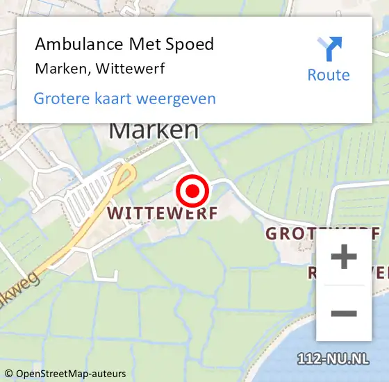 Locatie op kaart van de 112 melding: Ambulance Met Spoed Naar Marken, Wittewerf op 28 juni 2022 20:23