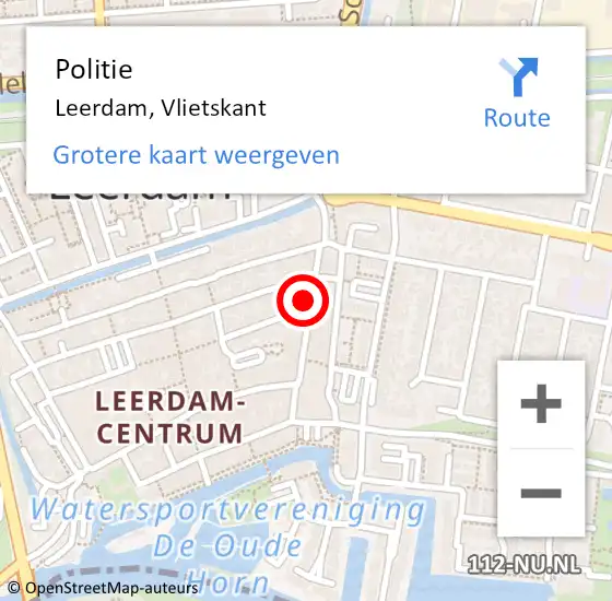 Locatie op kaart van de 112 melding: Politie Leerdam, Vlietskant op 28 juni 2022 20:34