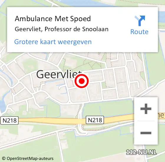 Locatie op kaart van de 112 melding: Ambulance Met Spoed Naar Geervliet, Professor de Snoolaan op 28 juni 2022 20:39