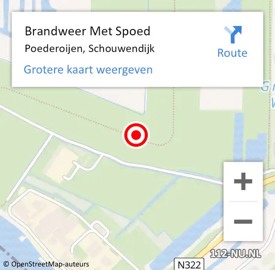 Locatie op kaart van de 112 melding: Brandweer Met Spoed Naar Poederoijen, Schouwendijk op 28 juni 2022 20:40