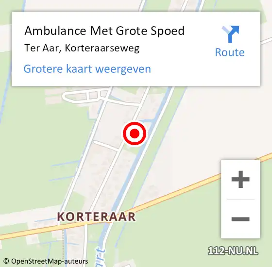 Locatie op kaart van de 112 melding: Ambulance Met Grote Spoed Naar Ter Aar, Korteraarseweg op 28 juni 2022 20:49