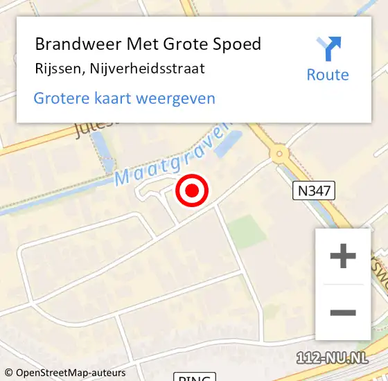 Locatie op kaart van de 112 melding: Brandweer Met Grote Spoed Naar Rijssen, Nijverheidsstraat op 28 juni 2022 20:51