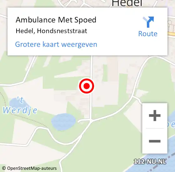 Locatie op kaart van de 112 melding: Ambulance Met Spoed Naar Hedel, Hondsneststraat op 28 juni 2022 20:54