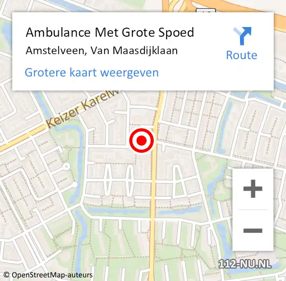 Locatie op kaart van de 112 melding: Ambulance Met Grote Spoed Naar Amstelveen, Van Maasdijklaan op 28 juni 2022 21:07