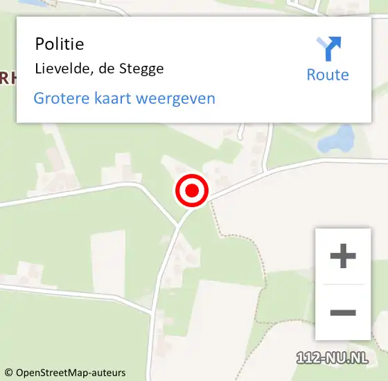 Locatie op kaart van de 112 melding: Politie Lievelde, de Stegge op 28 juni 2022 21:11