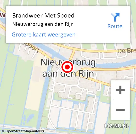 Locatie op kaart van de 112 melding: Brandweer Met Spoed Naar Nieuwerbrug aan den Rijn op 28 juni 2022 21:26