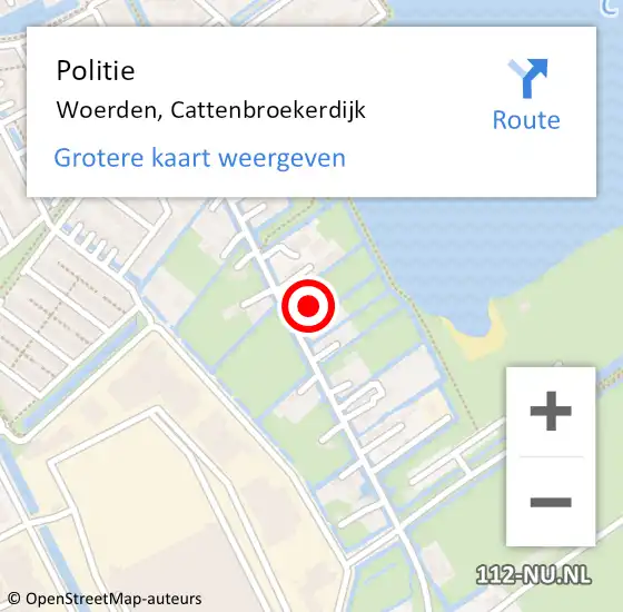 Locatie op kaart van de 112 melding: Politie Woerden, Cattenbroekerdijk op 28 juni 2022 21:28