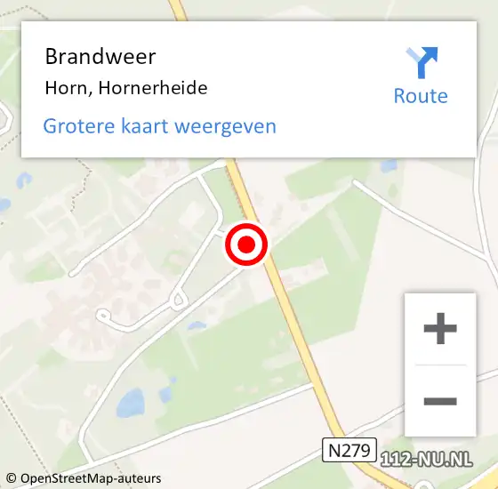 Locatie op kaart van de 112 melding: Brandweer Horn, Hornerheide op 21 juli 2014 17:10