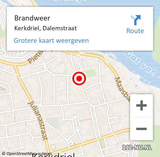 Locatie op kaart van de 112 melding: Brandweer Kerkdriel, Dalemstraat op 28 juni 2022 21:38