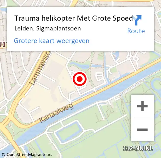 Locatie op kaart van de 112 melding: Trauma helikopter Met Grote Spoed Naar Leiden, Sigmaplantsoen op 28 juni 2022 21:54