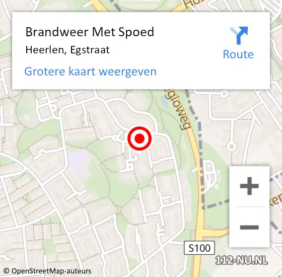 Locatie op kaart van de 112 melding: Brandweer Met Spoed Naar Heerlen, Egstraat op 28 juni 2022 22:10