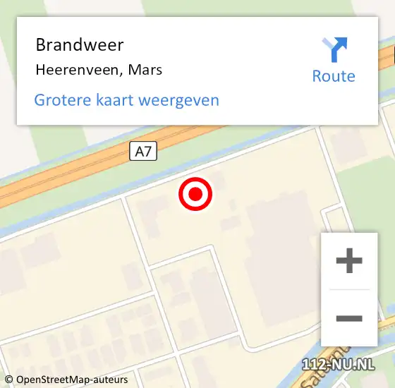 Locatie op kaart van de 112 melding: Brandweer Heerenveen, Mars op 28 juni 2022 22:14