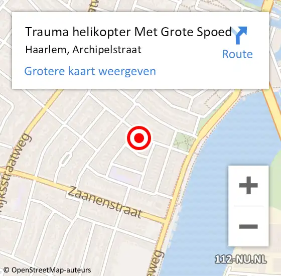 Locatie op kaart van de 112 melding: Trauma helikopter Met Grote Spoed Naar Haarlem, Archipelstraat op 28 juni 2022 22:22