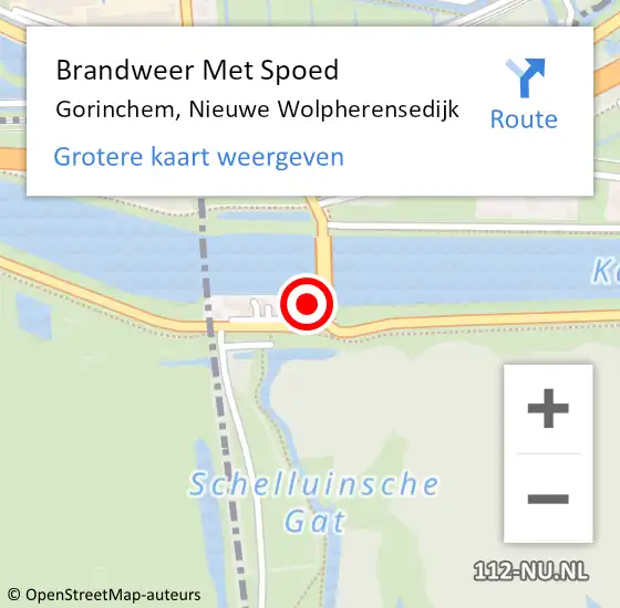 Locatie op kaart van de 112 melding: Brandweer Met Spoed Naar Gorinchem, Nieuwe Wolpherensedijk op 28 juni 2022 23:07