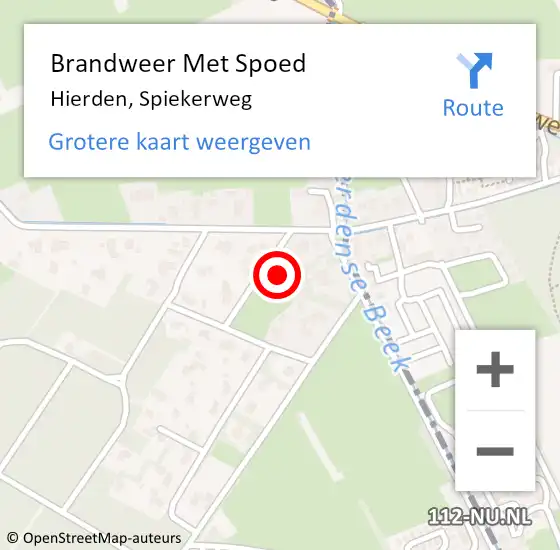 Locatie op kaart van de 112 melding: Brandweer Met Spoed Naar Hierden, Spiekerweg op 28 juni 2022 23:10