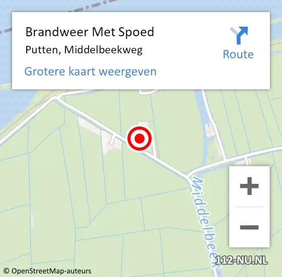 Locatie op kaart van de 112 melding: Brandweer Met Spoed Naar Putten, Middelbeekweg op 28 juni 2022 23:23