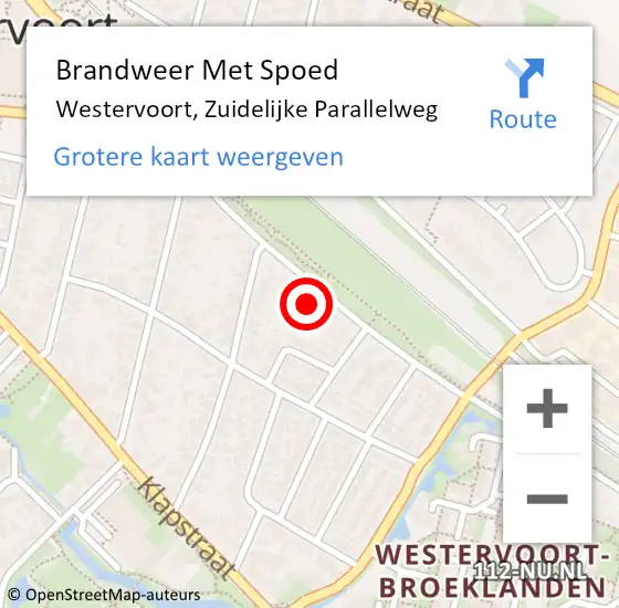 Locatie op kaart van de 112 melding: Brandweer Met Spoed Naar Westervoort, Zuidelijke Parallelweg op 28 juni 2022 23:25