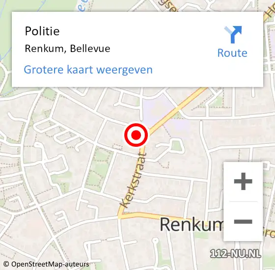 Locatie op kaart van de 112 melding: Politie Renkum, Bellevue op 28 juni 2022 23:56