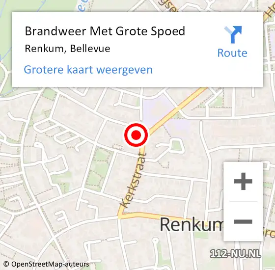 Locatie op kaart van de 112 melding: Brandweer Met Grote Spoed Naar Renkum, Bellevue op 28 juni 2022 23:57