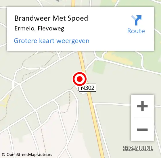 Locatie op kaart van de 112 melding: Brandweer Met Spoed Naar Ermelo, Flevoweg op 29 juni 2022 00:01