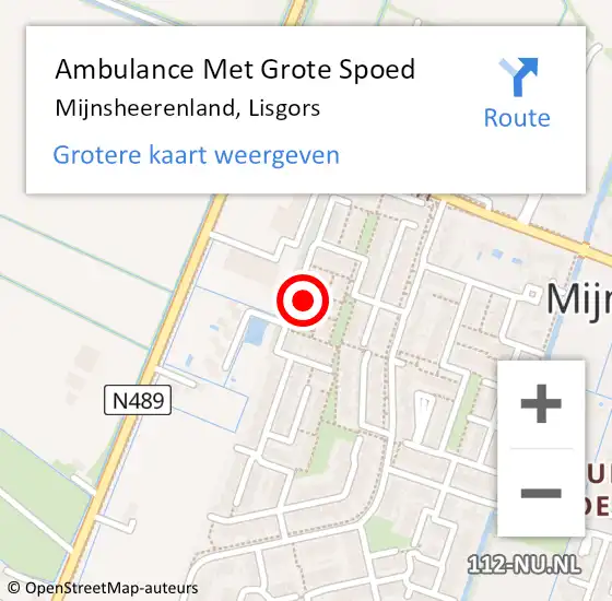 Locatie op kaart van de 112 melding: Ambulance Met Grote Spoed Naar Mijnsheerenland, Lisgors op 29 juni 2022 00:02