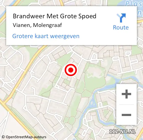 Locatie op kaart van de 112 melding: Brandweer Met Grote Spoed Naar Vianen, Molengraaf op 29 juni 2022 00:24