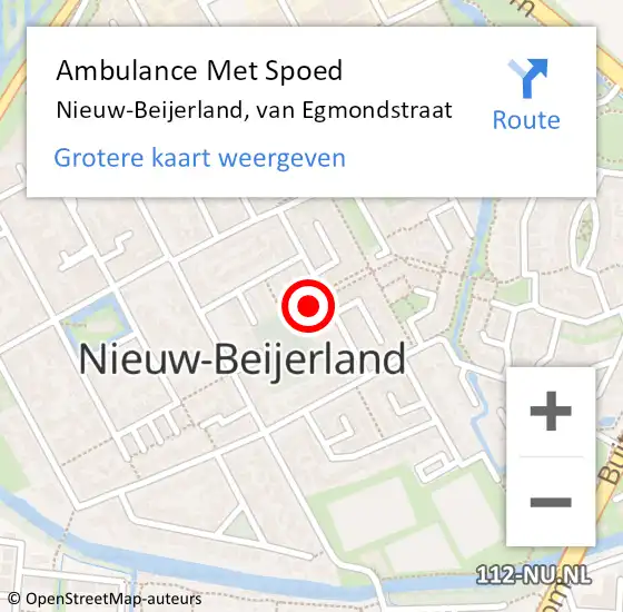 Locatie op kaart van de 112 melding: Ambulance Met Spoed Naar Nieuw-Beijerland, van Egmondstraat op 29 juni 2022 02:01