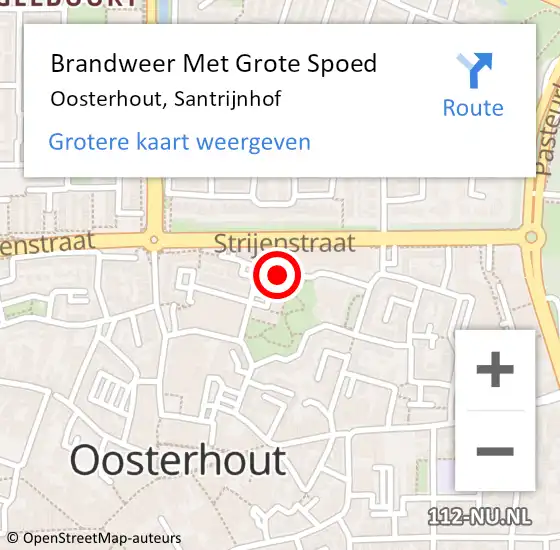 Locatie op kaart van de 112 melding: Brandweer Met Grote Spoed Naar Oosterhout, Santrijnhof op 29 juni 2022 03:09