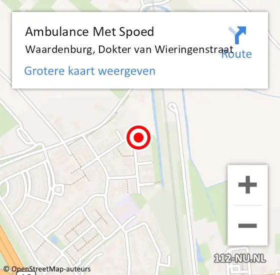 Locatie op kaart van de 112 melding: Ambulance Met Spoed Naar Waardenburg, Dokter van Wieringenstraat op 29 juni 2022 03:53